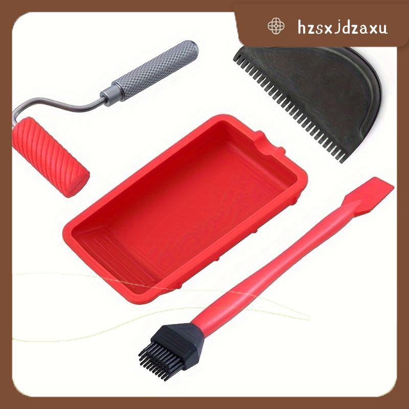 hzsxjdzaxu4PCS ซิลิโคนกาว Applicator Kit, Reusable ซิลิโคนกาวชุดแปรงไม้กาว Spreader แปรงซิลิโคนสําหรับงานไม้
