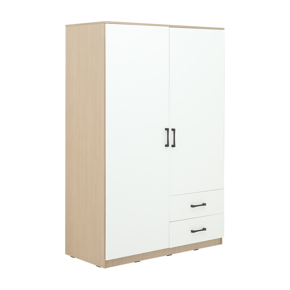 HomeHuk ชุดห้องนอน รุ่นคาร์เนชั่น+ฟินซ์ (เตียง, ตู้เสื้อผ้า 2 บาน, โต๊ะเครื่องแป้ง) - สีขาว/ธรรมชาติ - รูปที่ 5