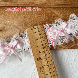 1M จีบ Bowkot ลูกไม้ Trim ริบบิ้น Ruffled Elegant Lolita คอสเพลย์ของขวัญกล่องตกแต่ง DIY Craft Supplies เสื้อผ้าเย็บผ้า