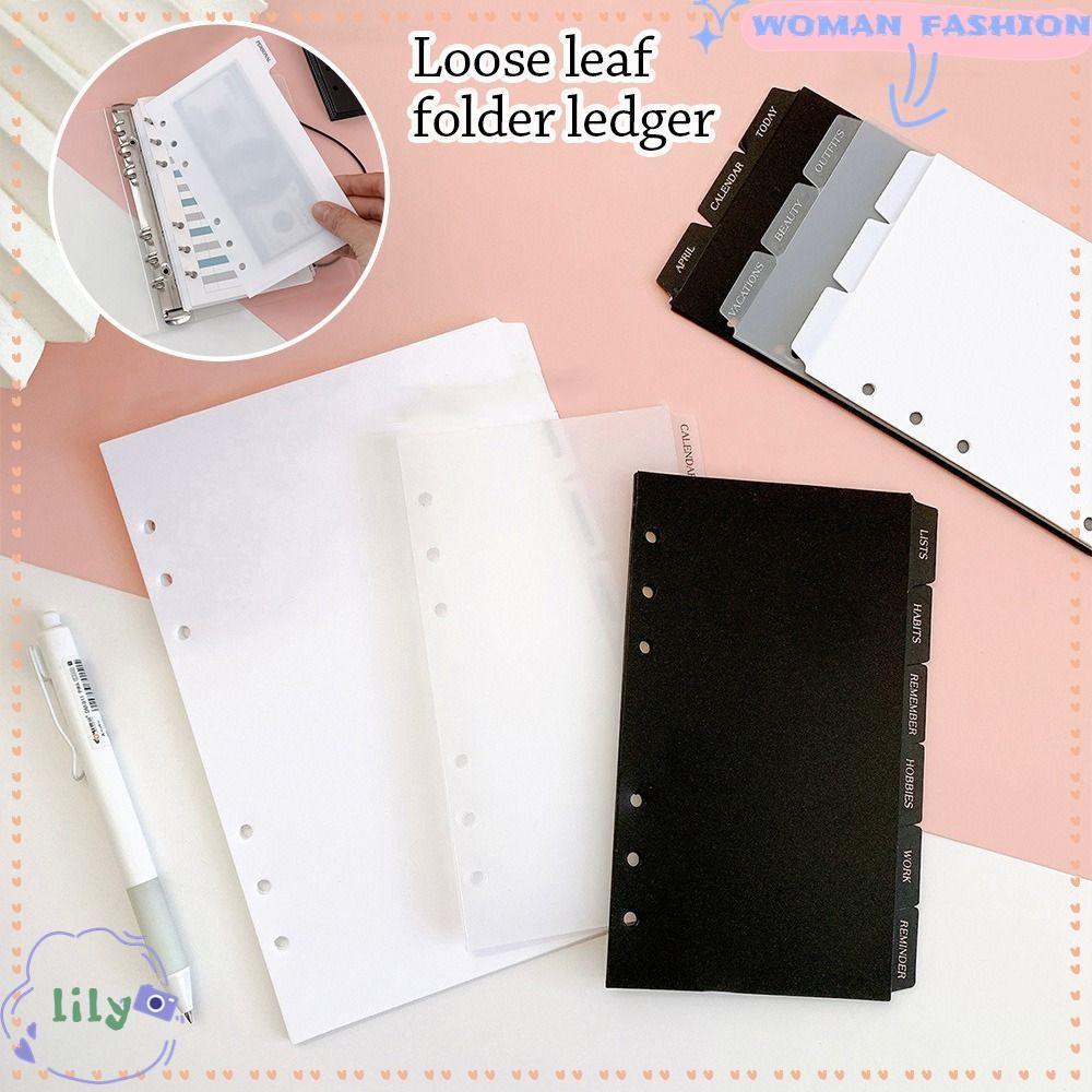 LILY Page Classification Separator, A5 A6 Page Notebook Separator Paper Indexing Cards โปร่งใส 6 หลุ