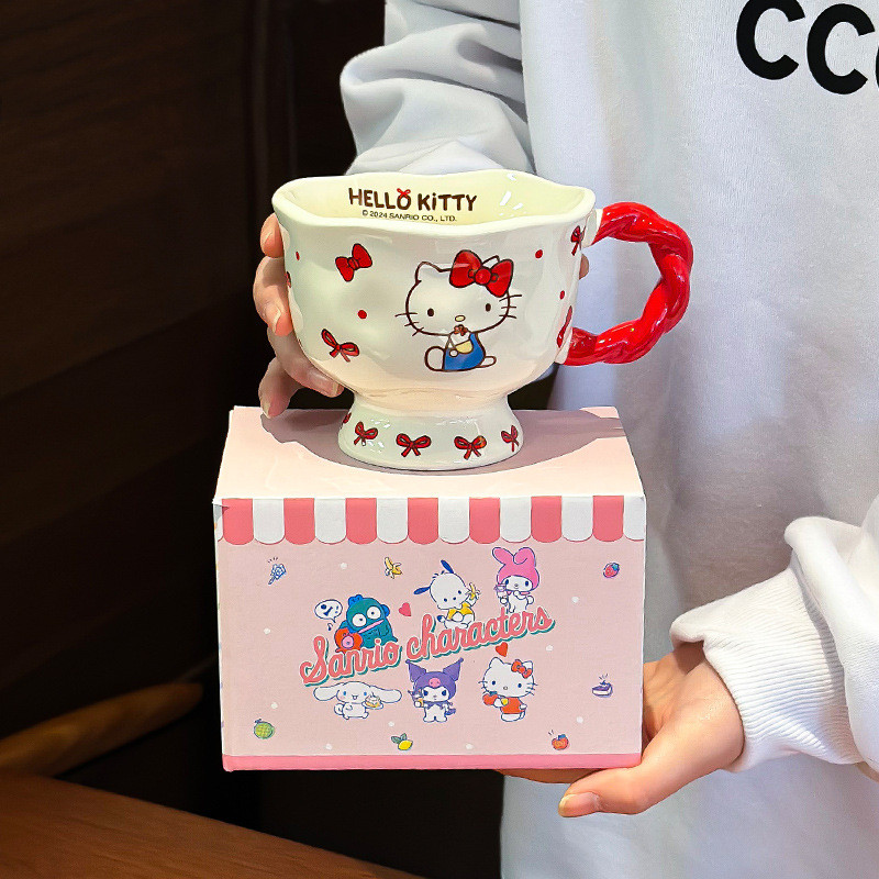 แก้ว ซานริโอ Hello Kitty ของขวัญวันเกิดของที่ระลึกถ้วยน้ําคู่ถ้วยมูลค่าสูงสําหรับแฟน
