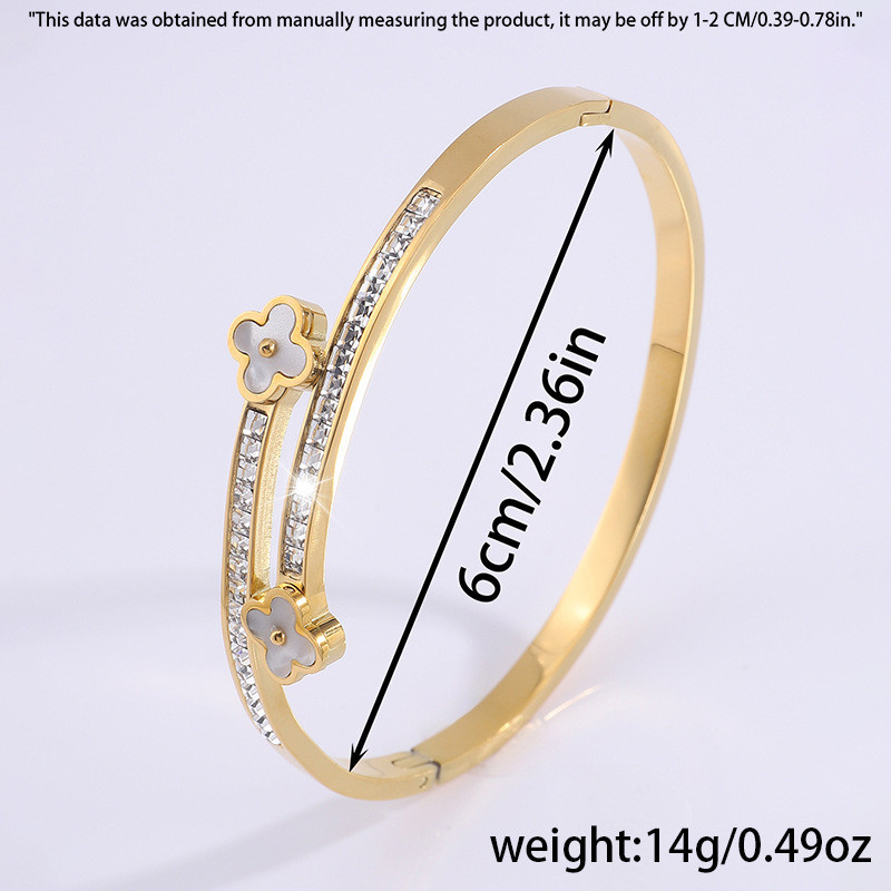 สร้อยข้อมือฝังเพชรเหล็กไทเทเนียมระดับไฮเอนด์ดอกไม้ใบไม้พร้อมอุปกรณ์เสริมสร้อยข้อมือแบบปรับได้สําหรับผู้หญิง - รูปที่ 7