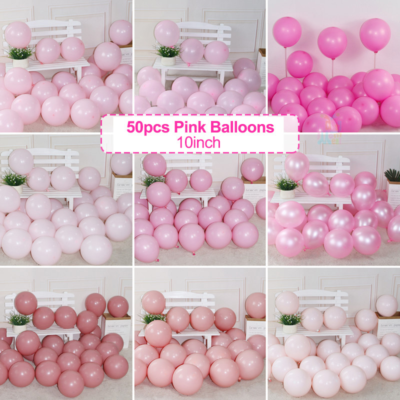 50ชิ้นบลัชสีชมพูมาการูนสีชมพูบอลลูนชุดโลหะสีชมพูบอลลูน10นิ้วสําหรับวันครบรอบแต่งงานตกแต่งงานเลี้ยงวันเกิด