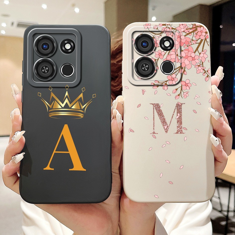 สําหรับ Itel A05s A663LC กรณีหรูหรามงกุฎตัวอักษรซิลิโคนเหลวนุ่ม TPU กันกระแทกปกหลังสําหรับ Itel A05s