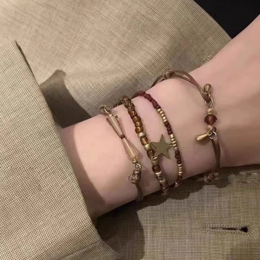 Juhsi Vintage ชาติพันธุ์ Multi-Layer Stacked สร้อยข้อมือลูกปัดผู้หญิงแฟชั่นของขวัญอุปกรณ์เสริม