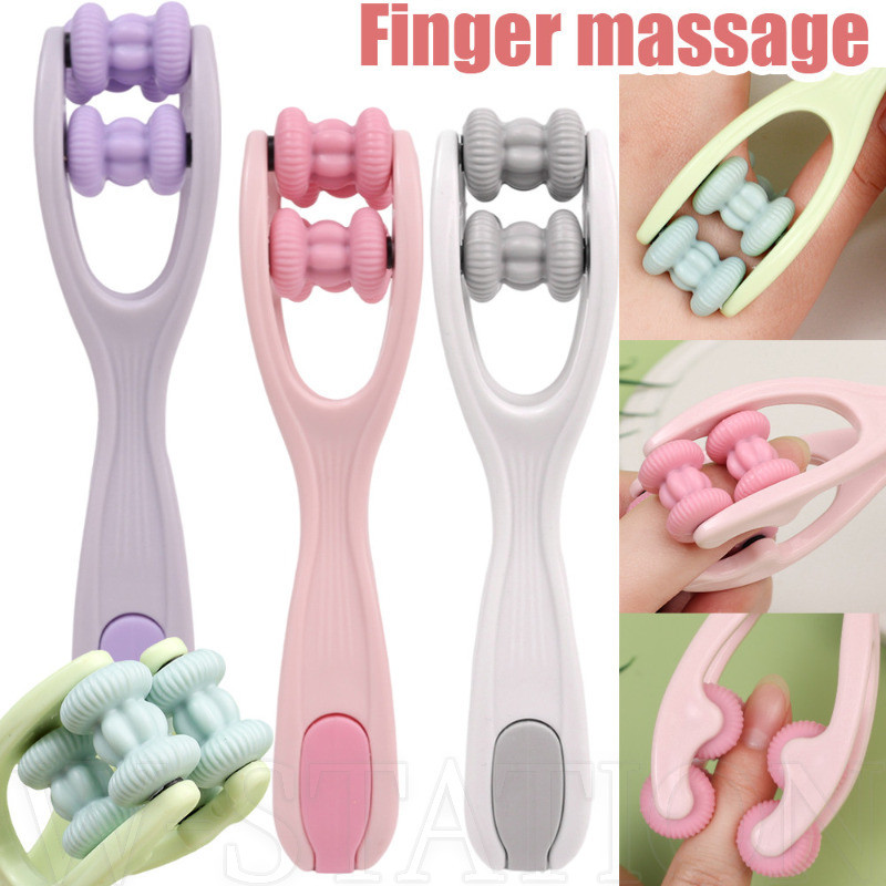 เครื่องนวดนิ้วสองแถวมัลติฟังก์ชั่น - ประเภทลูกกลิ้งร่วม สีสุ่ม - คลิปนวดข้อต่อ Acupoint - สําหรับบรรเทามือเจ็บ - อุปกรณ์ดูแลความงาม