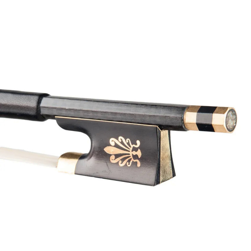 4/4 Violin Carbon Fiber Bow Black Carbon Fiber Violin Bow Ebony Frog Gold Fleur-De-Lys 4/4 Acoustic 