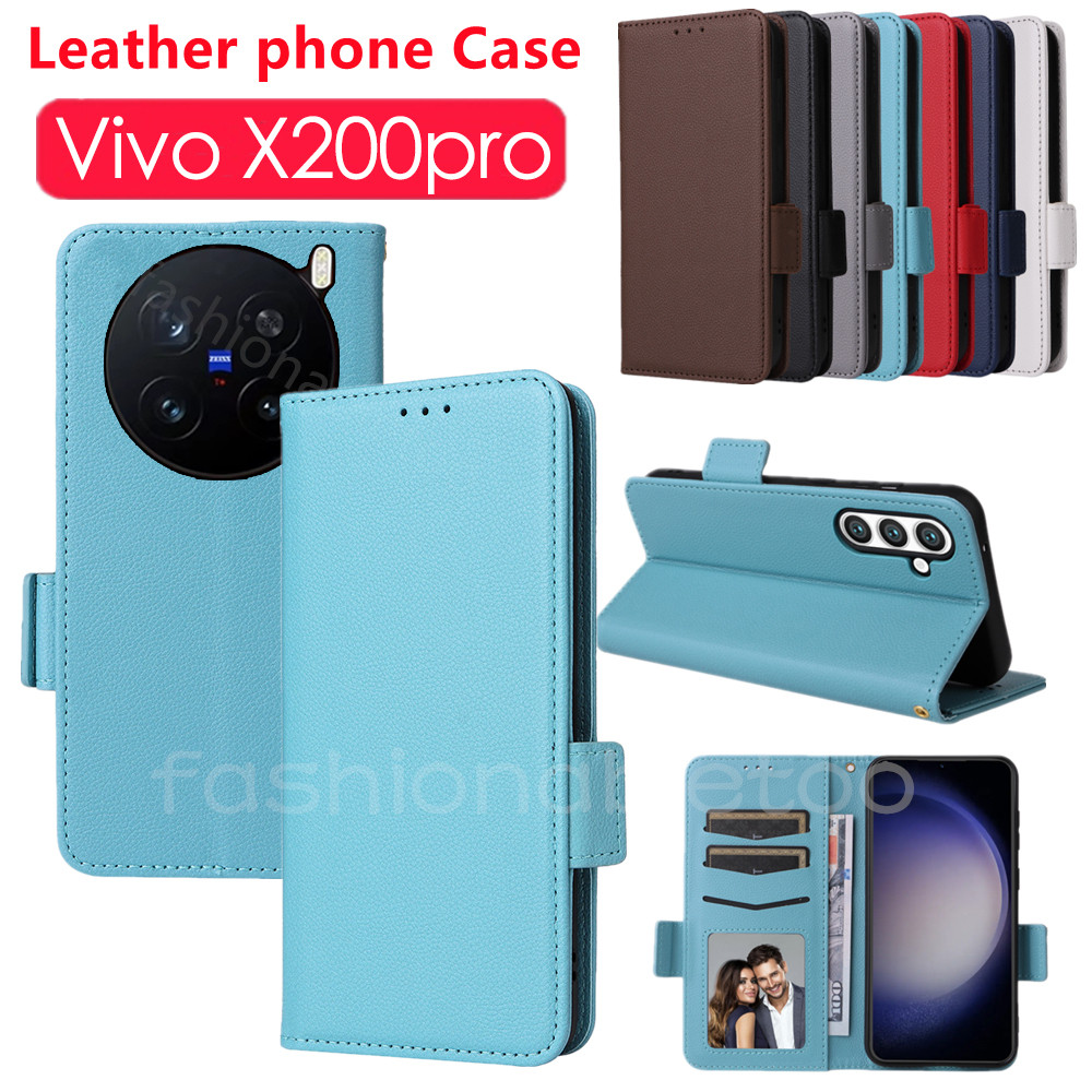 Flip หนังสําหรับ Vivo X100 X200 FE pro Mini s X200s X200pro mini X200promini X100spro X200FE VivoX200S VivoX200pro วงเล็บแม่เหล็กปลอกกันกระแทกฝาหลัง