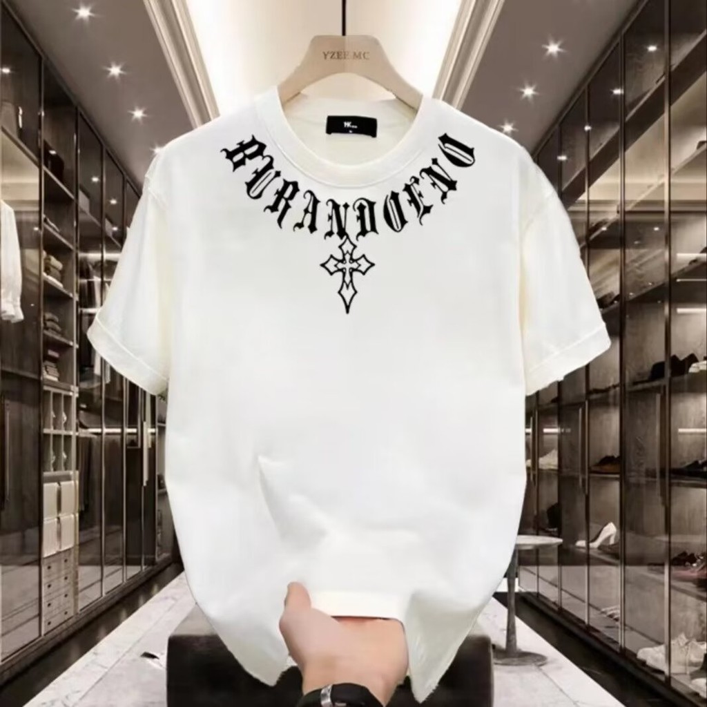 เสื้อยืดแขนสั้นผู้ชายเสื้อยืดผ้าฝ้ายแบรนด์แฟชั่นฤดูร้อนเสื้อยืดชายและหญิงทรงเข้ารูป INS เสื้อพิมพ์ลายเรียบง่ายยอดนิยมเสื้อผ้าผู้ชาย
