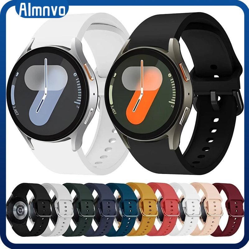 20มม สายซิลิโคนนุ่ม สำหรับ Samsung Galaxy Watch FE 7 4 5 6 44 มม 5 Pro 45mm 4 6 Classic 42/43/46/47มม ยางรัด