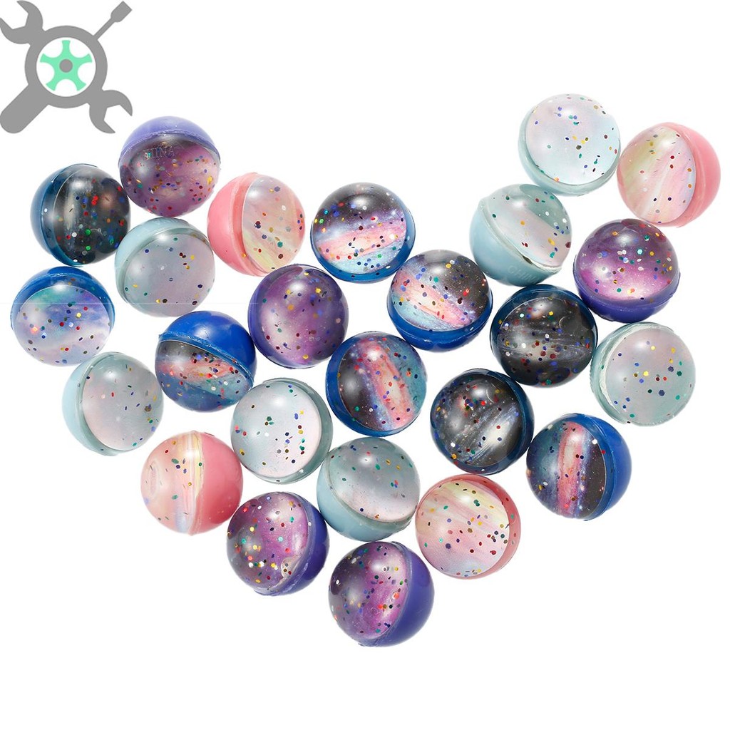 24 ชิ้น Bouncy Balls ยาง Galaxy Bouncy Balls 32 มม.หลายสีลูกบอลความเครียด Space Theme ลูกเล็กของเล่น