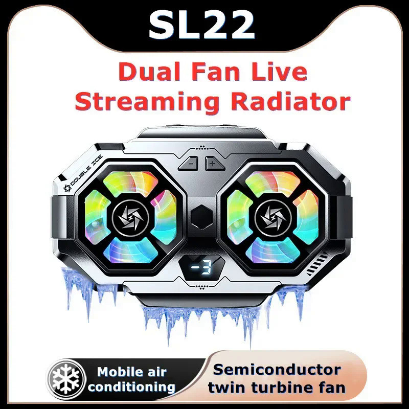 SL22 Mobile Phone Semiconductor Dual Fans Fast Cooling Radiator with Live Broadcast Bracket for IPho