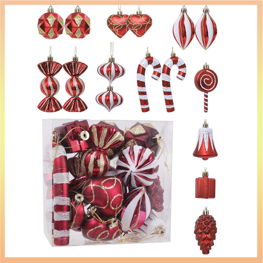 16 ชิ้น/กล่องคริสต์มาสเครื่องประดับคริสต์มาส Candy ถุงมือ Cane Bell แขวนตกแต่ง Xmas Tree สําหรับ Home Navidad ของขวัญปีใหม่