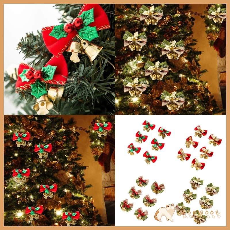 Wow 12 ชิ้นคริสต์มาสโบว์กระดิ่งต้นคริสต์มาส Bows แขวนเครื่องประดับตกแต่งสําหรับต้นคริสต์มาสปัจจุบัน 