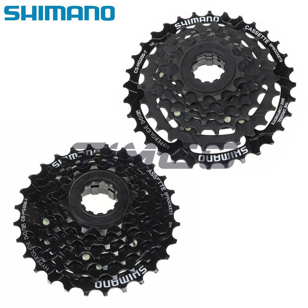 Shimano HG200-7 MTB Bike 7 Speed Cassette 12-28T 12-32T HG20-7 HYPERGLIDE สีดํา