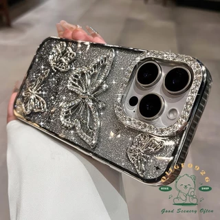 เคส iphone16 Diamond Glitter Butterfly เคสโทรศัพท์ iphone16 Pro Max 15 14 13 12 11 เคสสําหรับเคส iPhone ซิลิโคนนุ่ม TPU กันกระแทก