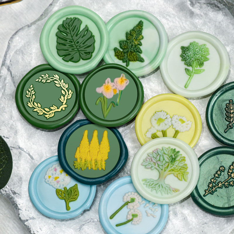 2.5ซม.plant Series Fire Lacquer Seal Head Rose Rose Rosemary ทองเหลืองแกะสลักคู่มือทองแดงหัว