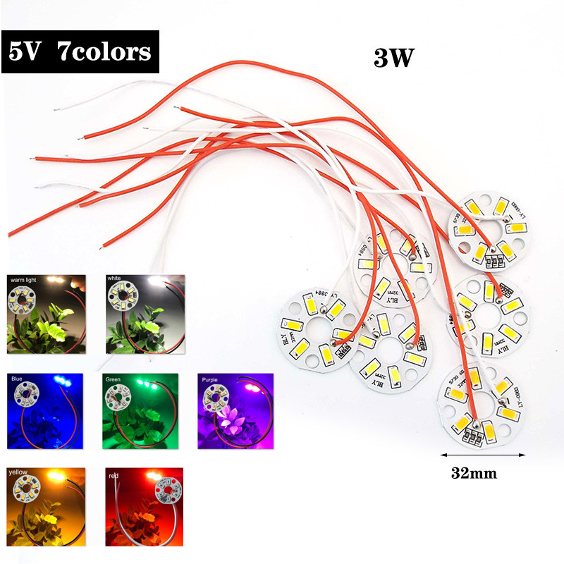 32 มม.LED 3W 5V โคมไฟชิปลูกปัดแหล่งกําเนิดแสง 2pin หลอดไฟลวดรอบ Transformation เดี่ยวสีเขียวสีฟ้าสีม่วงสีขาวอบอุ่น THH1