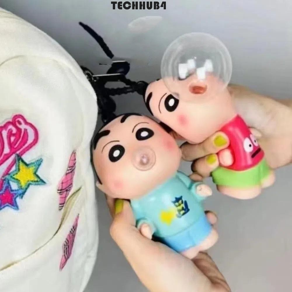 Techhub4 Crayon Shin-chan ของเล่นบีบ, Spit Bubble Non Stick Shin-chan จี้, เครื่องประดับสร้างสรรค์อะนิเมะ Super Soft ช้า Rebound Vent ของเล่นของขวัญ