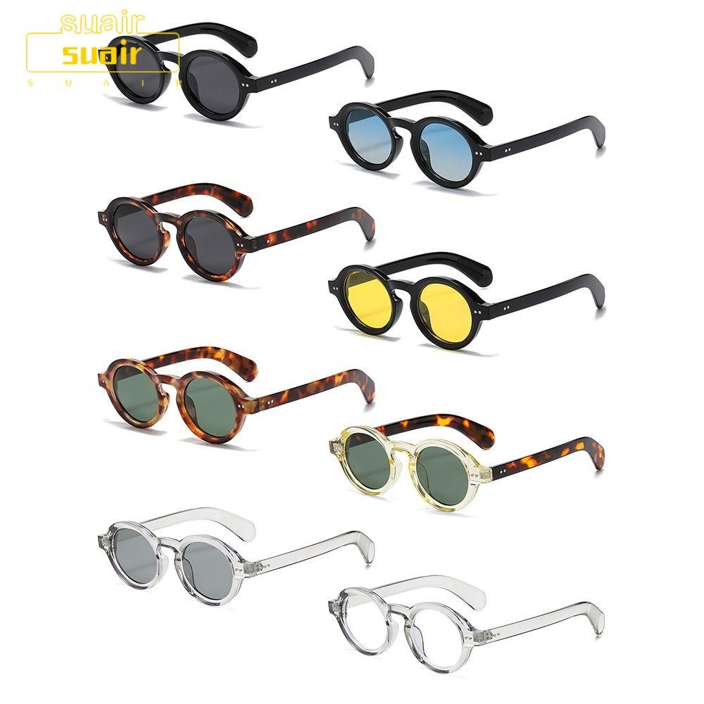 Suair Punk Shades, แว่นตากันแดดกรอบกลม UV400 อินเทรนด์, Retro แฟชั่น Vintage Rivets ตกแต่งแว่นตากันแดดสําหรับผู้หญิงและผู้ชาย