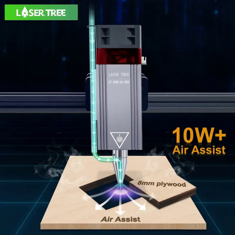 LASER TREE 10W 5W Laser Head with Air Assist TTL Blue Light Module for DIY Laser Cutting Engraving C