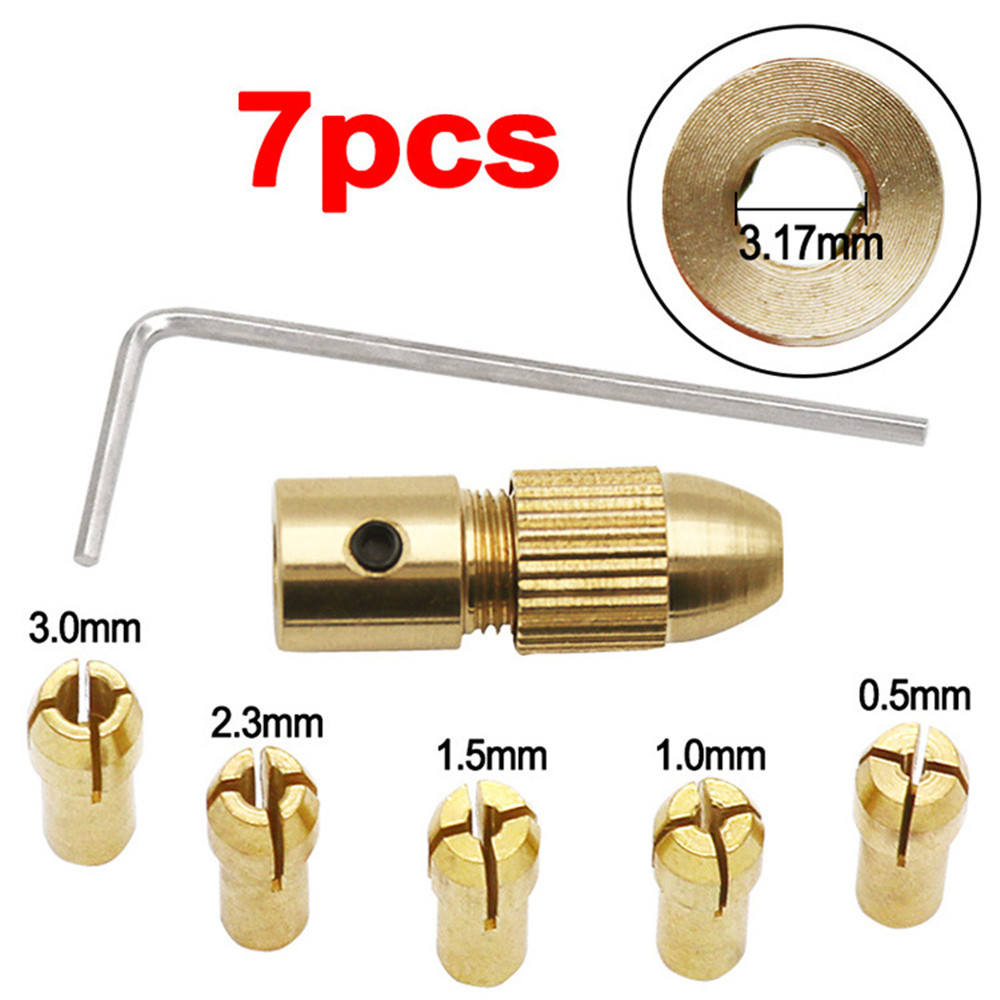 7pcs 2-5.05 มม.ทองเหลือง Collet Mini เจาะ Chucks สําหรับมอเตอร์ไฟฟ้าเพลาเจาะเครื่องมือเจาะโลหะ Chuck อะแดปเตอร์