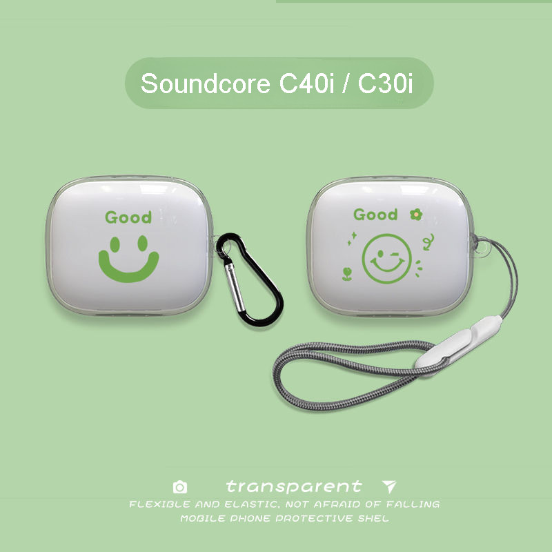 ฝาครอบป้องกันหูฟังสําหรับ Anker Soundcore C40i / C30i, TPU เคสหูฟังแบบใส