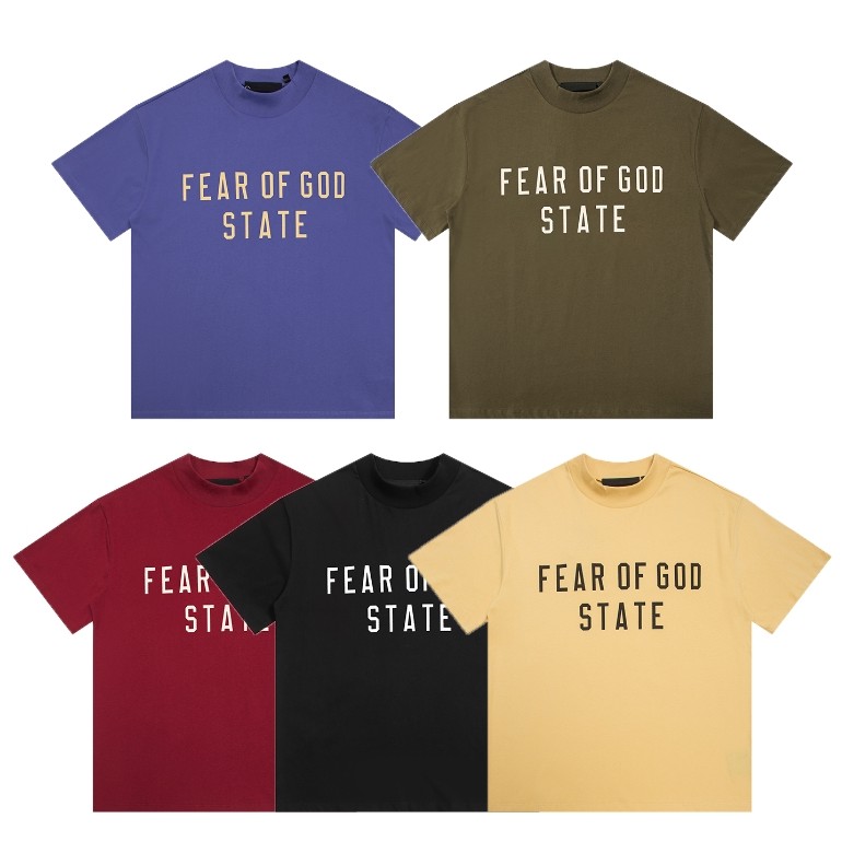 คลังสินค้าพร้อม ESSENTIALS FOG Letter พิมพ์ Season 9 Double Line High Street Loose Home Series เสื้อ