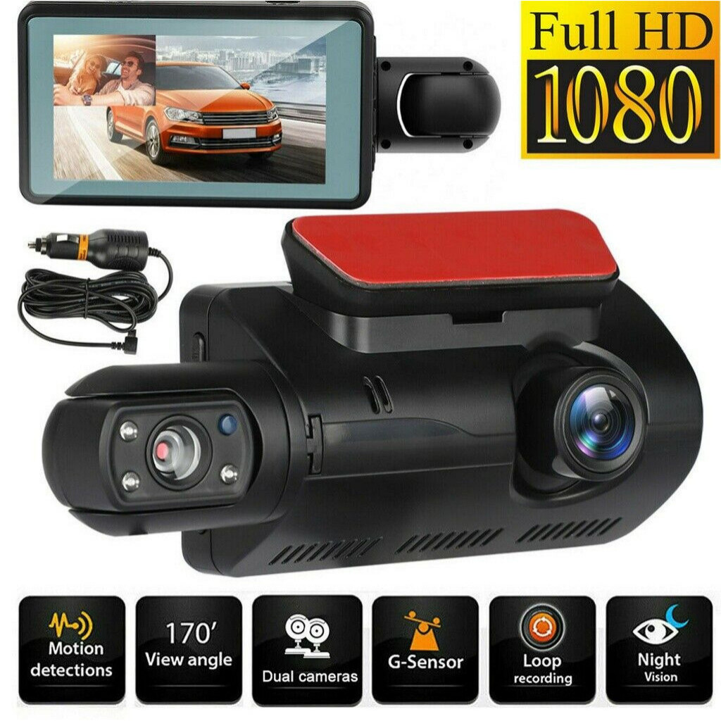 A68 กล้องติดรถยนต์ ภาพชัดระดับ HD ด้านหน้า+ในรถ เลนส์คู่ กล้องหน้ารถยน2024 Dash Cam Car Camera