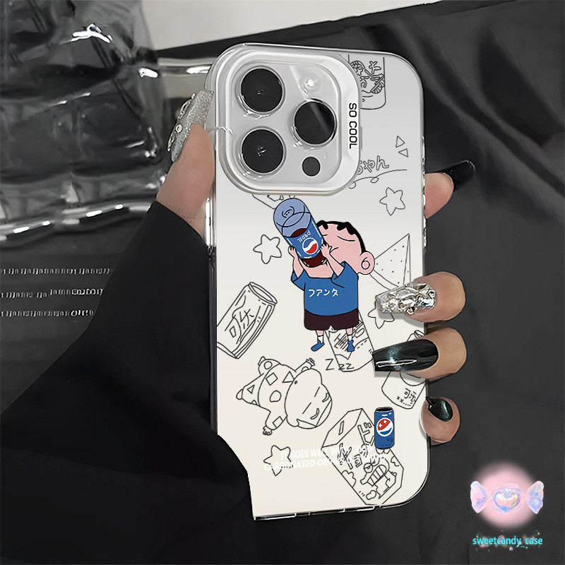 เคสแข็งคุณภาพ การ์ตูนน่ารักชินชาน สำหรับ IPhone 13 12 7Plus 14 15 11 16 Pro Max 8Plus XR XS Max SE เคสไอโฟน11 เคสไอโฟน13