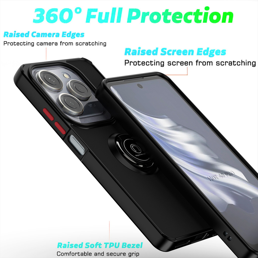 สําหรับ INFINIX HOT 50i 50 HOT 40i 40 Pro HOT 30i 30 PLAY NFC Hard อะคริลิคแหวน ShockProof สนับสนุนรถแม่เหล็กกรณี