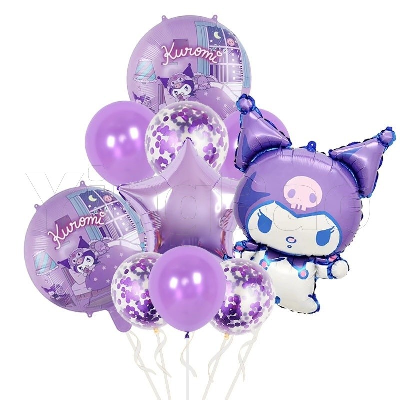 10 ชิ้น/เซ็ต Sanrio บอลลูนการ์ตูน Kuromi อลูมิเนียมฟอยล์บอลลูนวันเกิดตกแต่งห้องของเล่นเด็ก