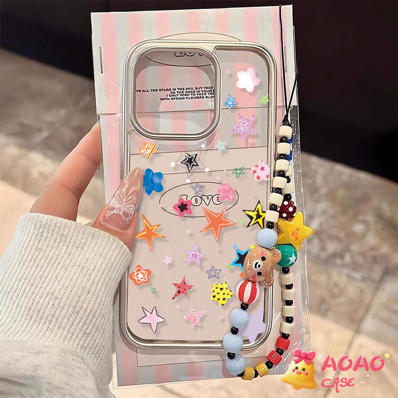 สร้อยข้อมือที่มีสีสันสดชื่นสดชื่น เคสIPhone 11 16 13 14 15 12 Pro Max 7Plus XR 16Plus 16 7 8 14 15 Plus X XS MAX SE 2020