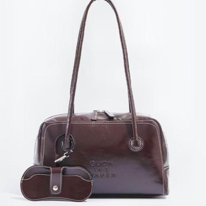 Amila กระเป๋าสะพายไหล่ผู้หญิงRetro Bowlingเวอร์ชั่นเกาหลีอเนกประสงค์Ins niche simple pu Bostonกระเป๋าสะพายแบบพกพาความจุขนาดใหญ่