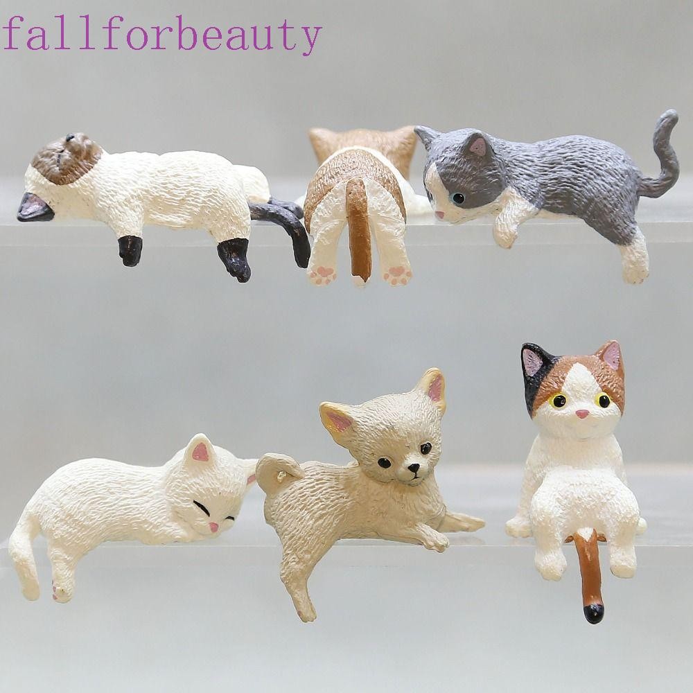 Fallforbeauty Edge Cat Figurines,จําลองเรซิ่นแมวตู้เย็นสติกเกอร์วัสดุ,ประณีตMiniatures DIYการ์ตูนรถแมวเครื่องประดับบอนไซอุปกรณ์เสริม