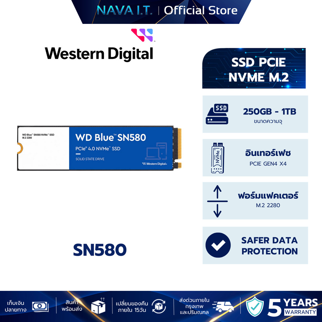 WD SSD M.2 NVMe WD BLUE SN580 250GB/500GB/1TB