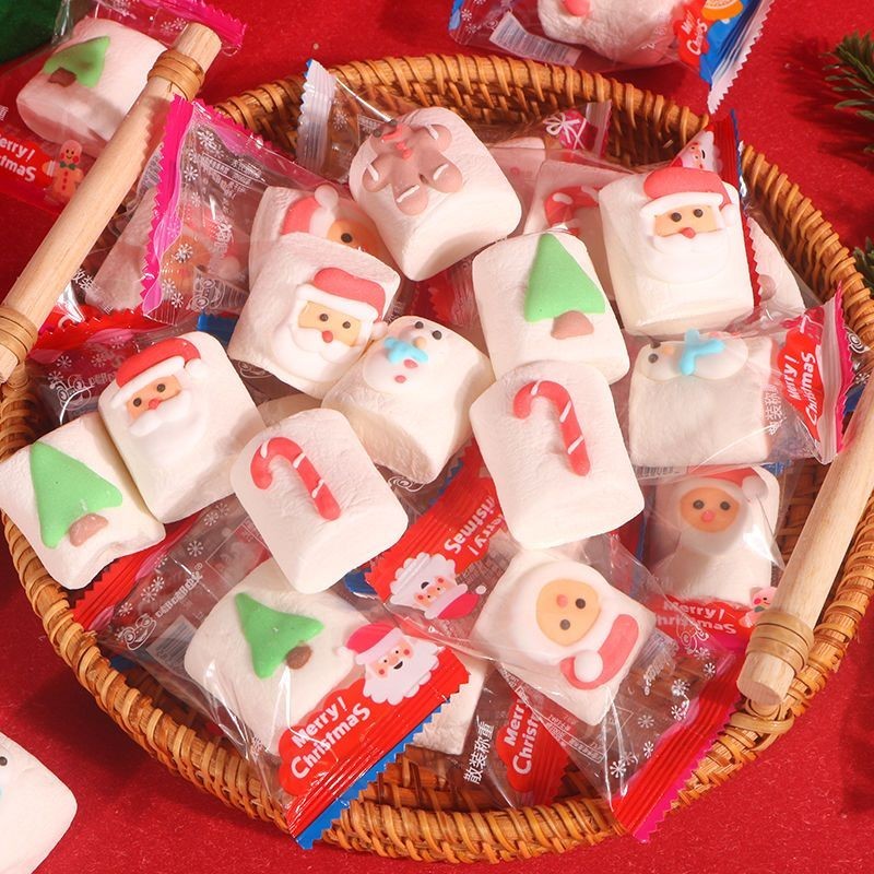 XUPAI 圣节卡通棉花糖礼物 车立包装软糖นางเงือก儿童品小รับประทานอาหาร圣老人果คริสต์มาสการ์ตูนมาร์ชแมลโลว์บรรจุแยกชิ้น