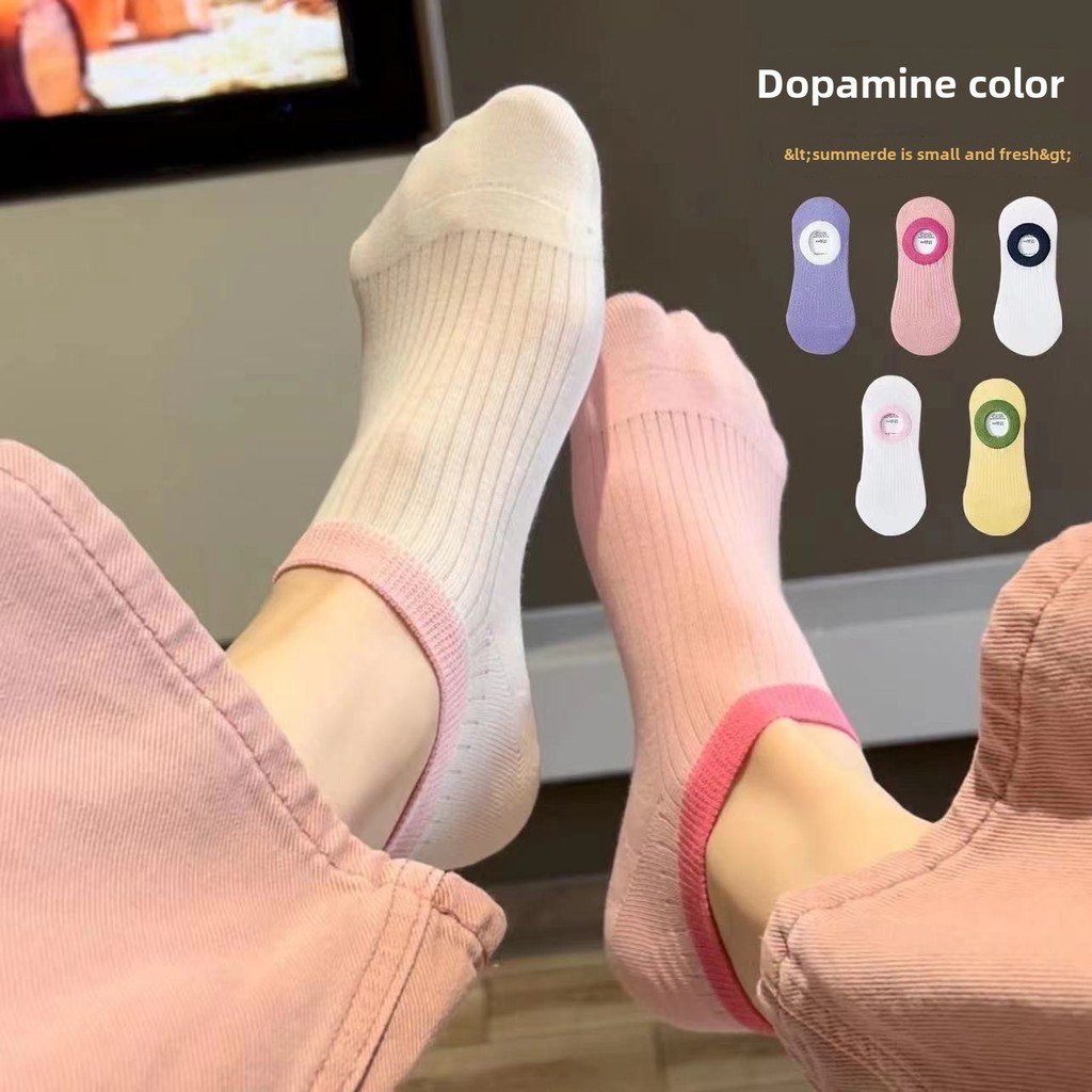 Anninass ระงับกลิ่นกายและเหงื่อ-ดูดซับถุงเท้าที่มองไม่เห็น Breathable สีลูกกวาดบางถุงเท้าไม่ขัด