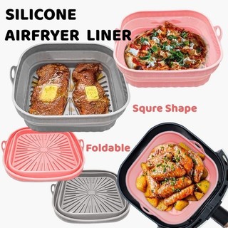 Air Fryer silicone Liner Reusable foldable Square Air fryer tray Pizza Fried Chicken Oven BakingTray