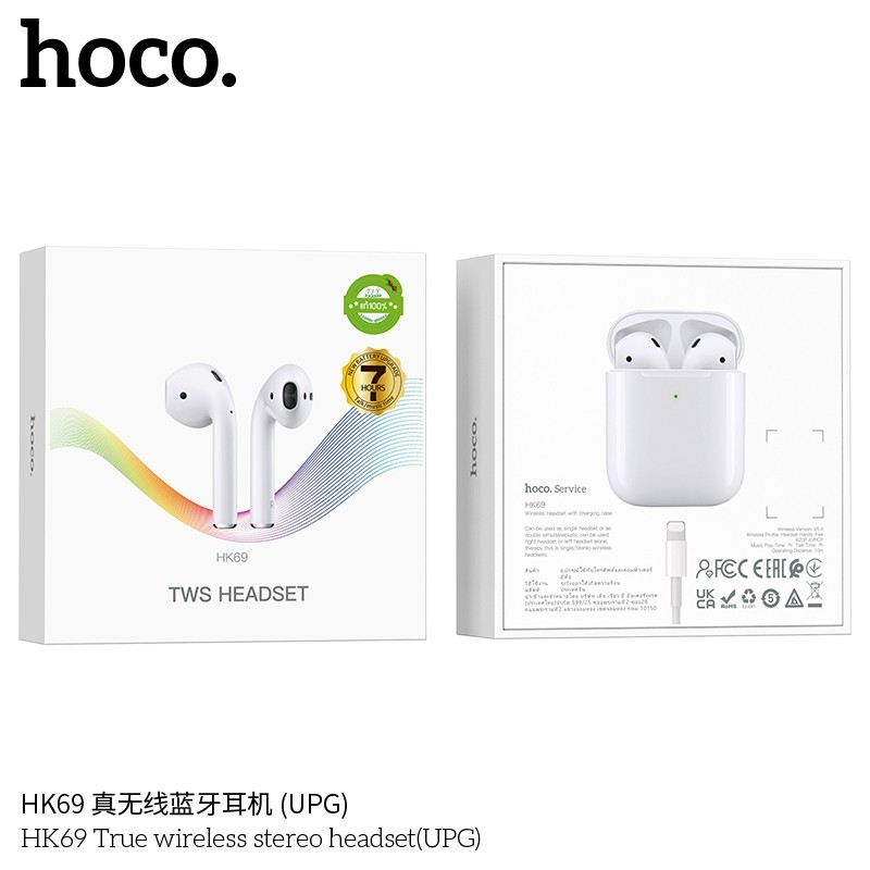 HOCO HK69 หูฟังไร้สาย TWS บลูทูธ 5.4 แบตอึด 7 ชม. เชื่อมต่อเร็ว ไมค์ในตัว HiFi Audio รองรับ iOS, Android หูฟังบลูทธ hc7
