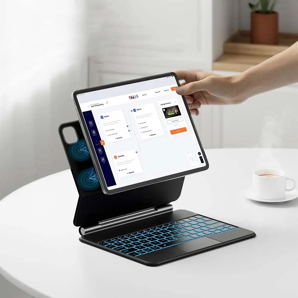 คีย์บอร์ดแม่เหล็กลอยสําหรับ iPad 11 Pro 11 10 10.9 Air M3 2025 Air5 4 12.9 2018-2022 Keyboard ไร้สายแบ็คไลท์คีย์บอร์ดเคส
