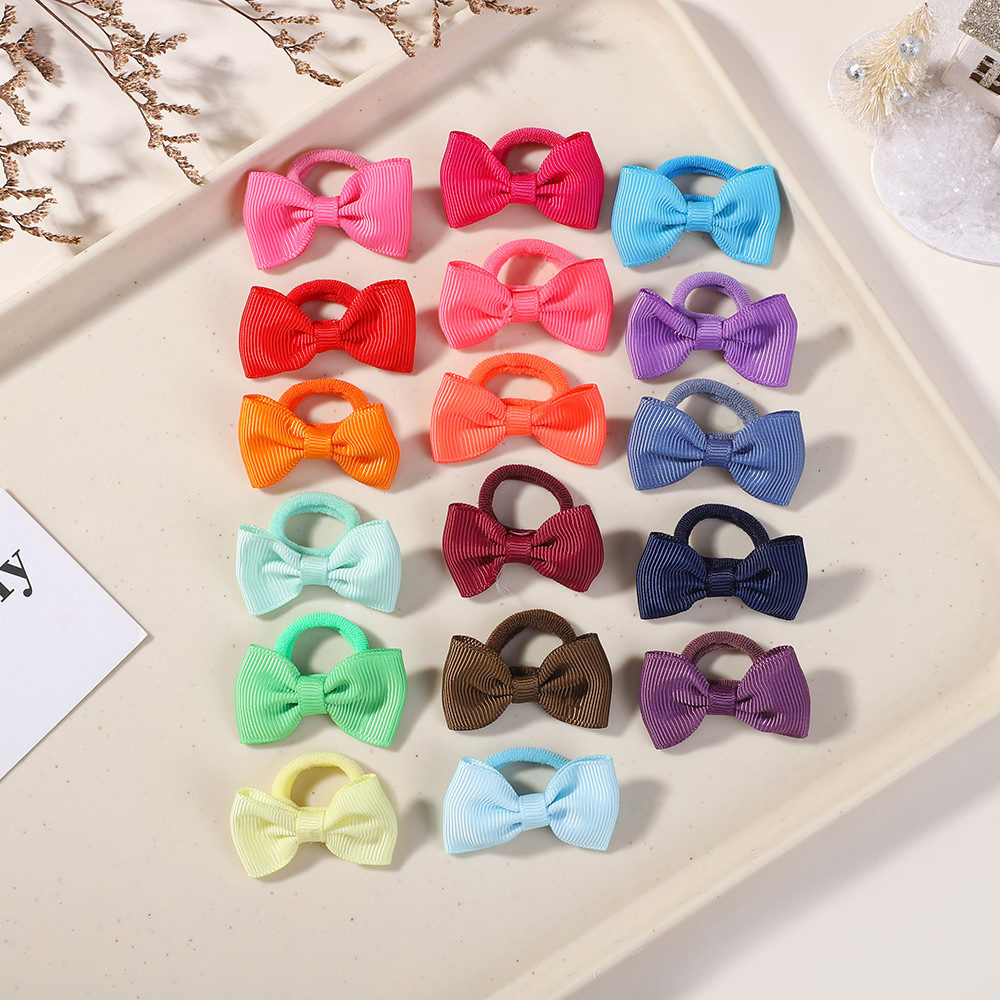 5 ชิ้น/เซ็ต Mini Bows ไนลอนยืดหยุ่นผู้ถือหางม้าเชือกสําหรับเด็กทารกน่ารัก Grosgrain ยางผมวงเด็กอุปกรณ์เสริมผม