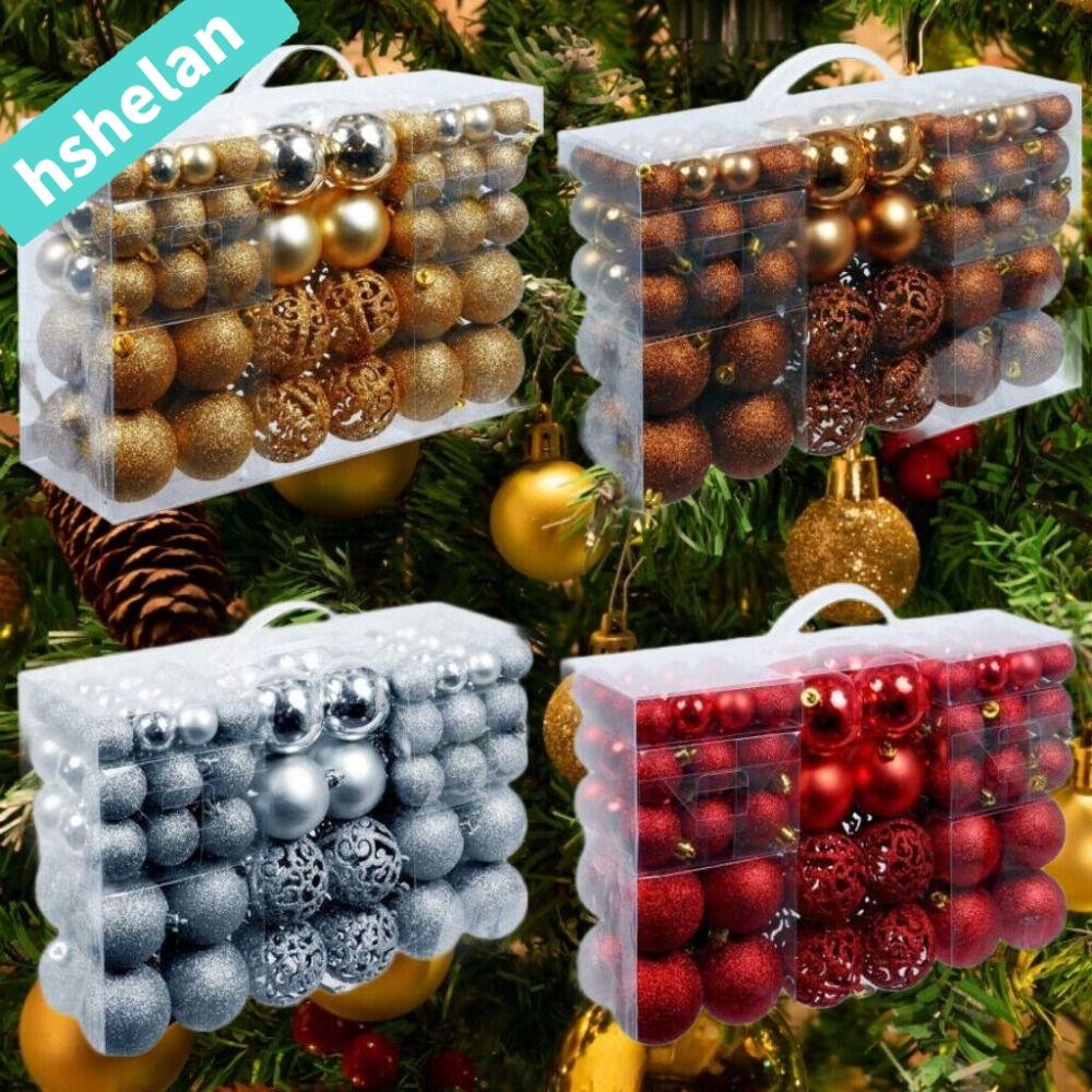 Hhshelanf6 100PCS Christmas Tree Ball, 8 ซม.พลาสติกชุดคริสต์มาส,คุณภาพสูง Suspensable 18 สี Xmas เครื่องประดับ Ball ฉากอุปกรณ์