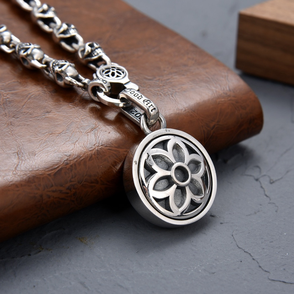 925 Sterling Silver Cherry Blossom Twist Pendant Vintage unisex sterling silver pendant.
