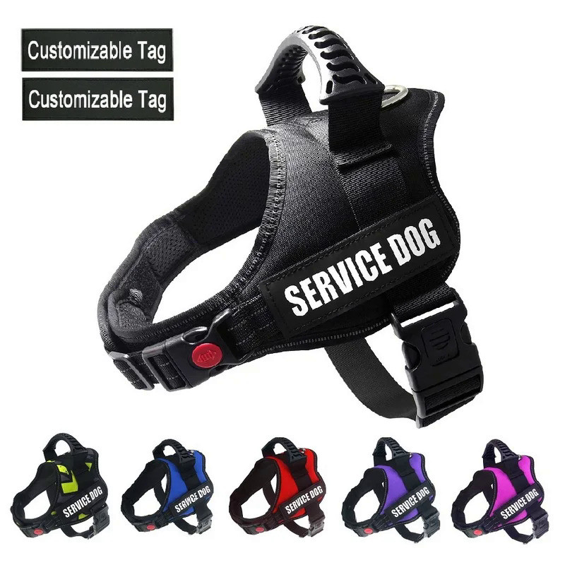 Reflective Nylon Pet Dog Harness All Weather Service Dog Vest Padded Adjustable Safety Vehicular Lea