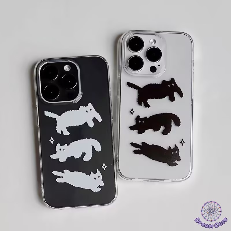 คู่รักการ์ตูนรักแมวสีดำขาวนุ่ม เคส iPhone 17 air 15 16 13 11 12 14 Pro Max XR X XS Max 16 15 6 6s 14 8 7 Plus SE 2020