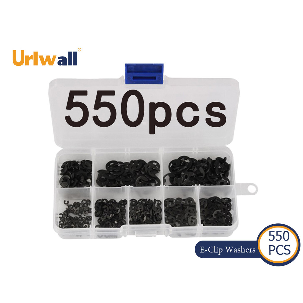 Urlwal 550 ชิ้น E-คลิปเครื่องซักผ้า Circlip ปะเก็นยึดแหวนกระสอบ Retainer หัวเข็มขัดรูปแยกเครื่องซักผ้าชุด M1.5 M2 M2.5 M3 M3.5 M4 M5 M6