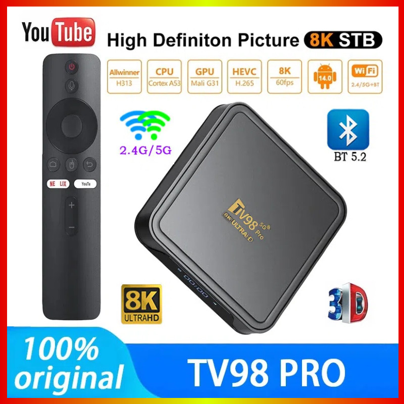 Xiaomi TV98 PRO กล่องแอนดรอยด์ทีวี 4K กล่องสมาร์ททีวี กล่องทีวี กล่อง ดิจิตอล 2.4G 5G WIFI Android TV Box กล่องแอนดรอยด