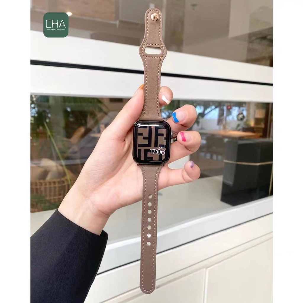 สายนาฬิกา สำหรับ Applewatch ขอบเล็กหนังนุ่มสาย เหมาะสำหรับ iwatch7123456se SIZE 38/40/41/42/44/45MM