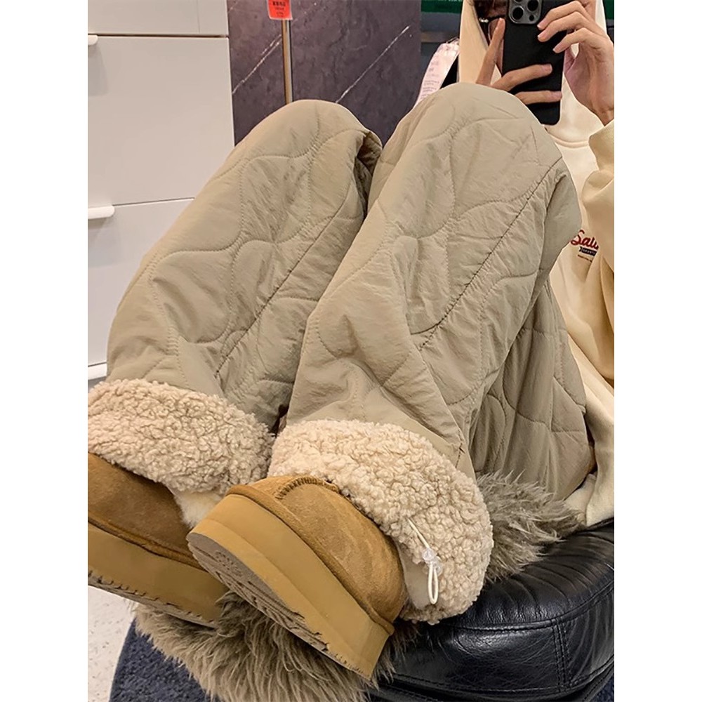 ลําลองหลวมทุกการแข่งขันอเมริกันย้อนยุคซับขนแกะกางเกงผ้าฝ้ายหนา